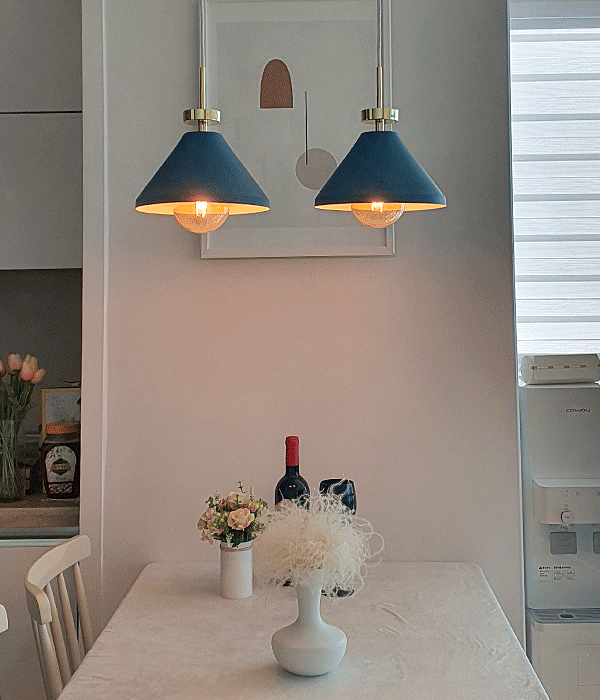 폴스 2등 펜던트 조명, 주방식탁등, LED 식탁등 (블루)